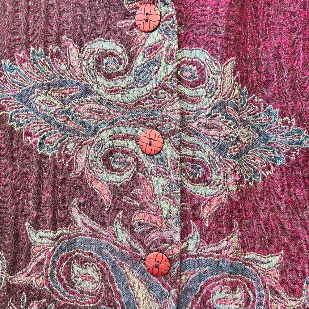 Coldwater Creek Tapestry Jacket Size 10 Paisley Boho Cropped Blazer Wool Blend - Picture 5 of 8